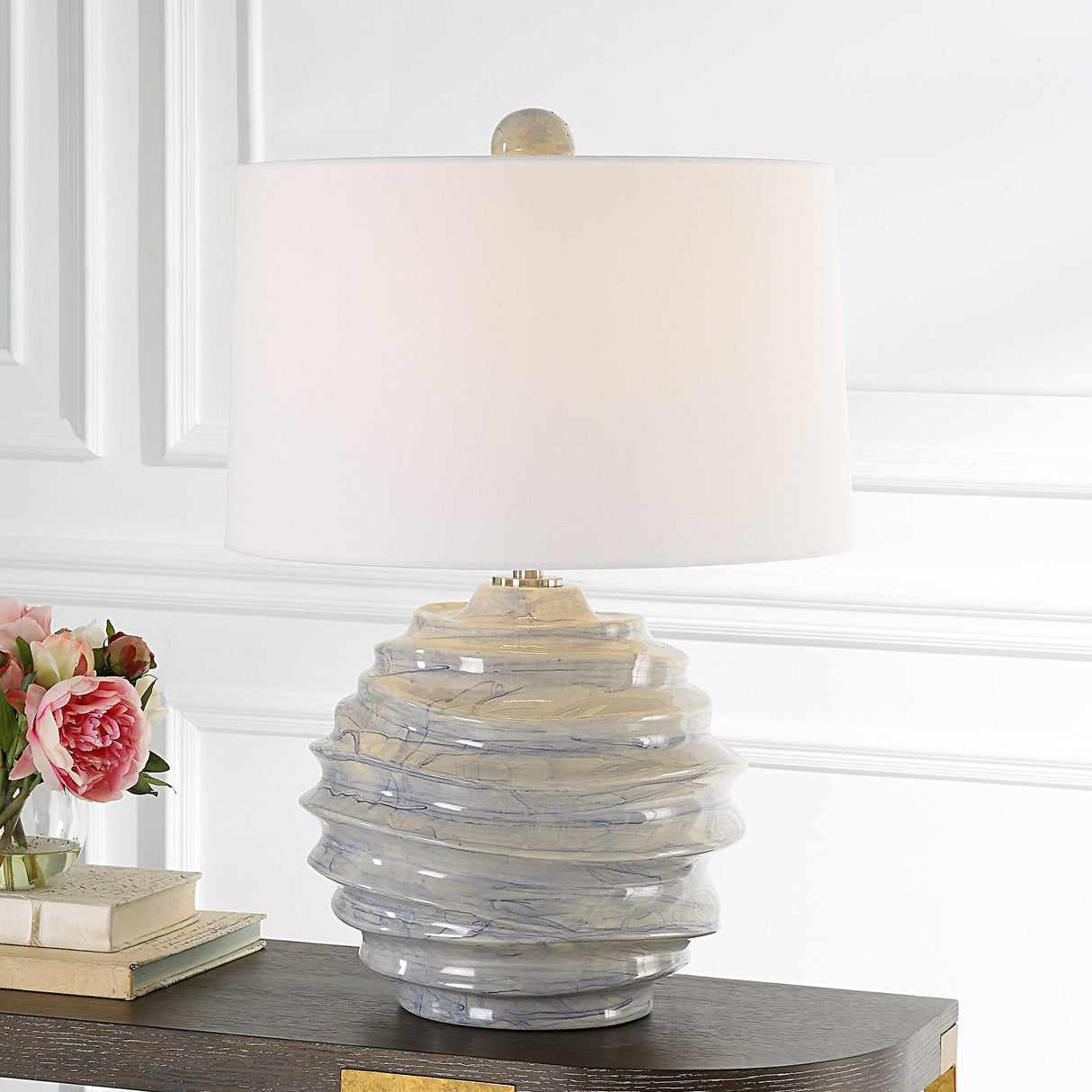 Uttermost Waves Blue & White Accent Lamp - Home Elegance USA