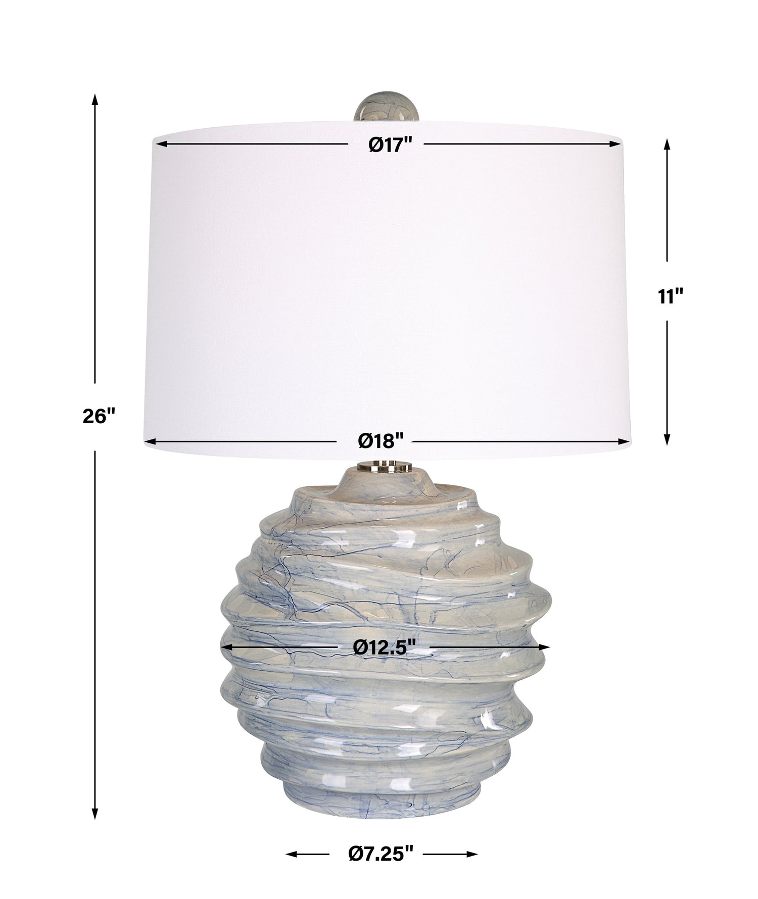 Uttermost Waves Blue & White Accent Lamp - Home Elegance USA