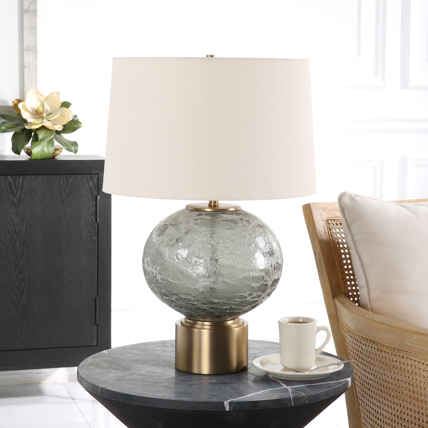Uttermost Lunia Gray Glass Table Lamp - Home Elegance USA