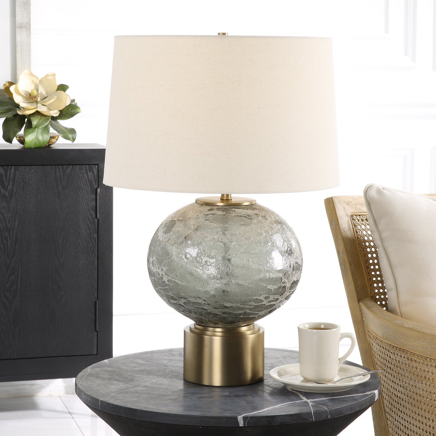 Uttermost Lunia Gray Glass Table Lamp - Home Elegance USA