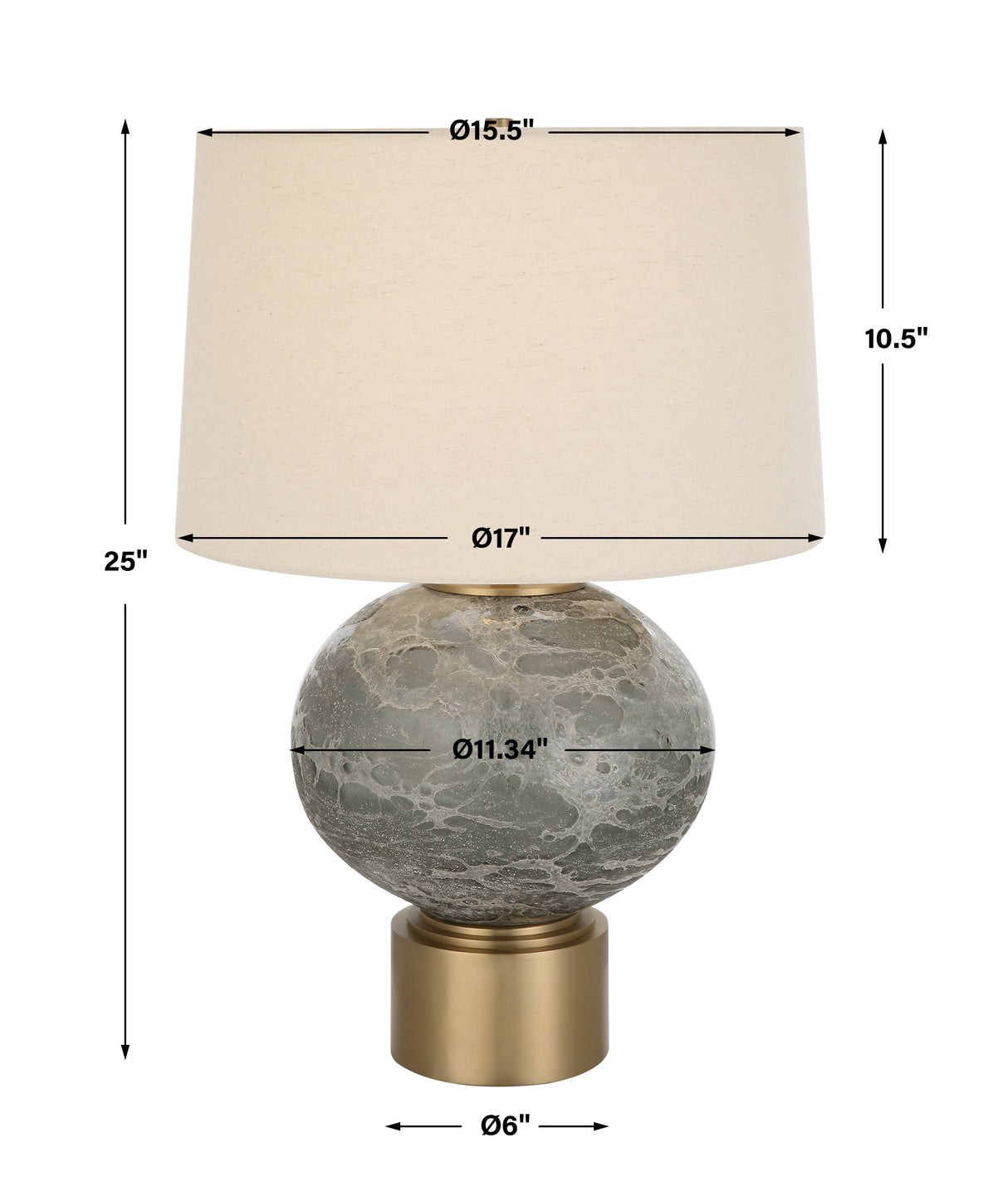 Uttermost Lunia Gray Glass Table Lamp - Home Elegance USA