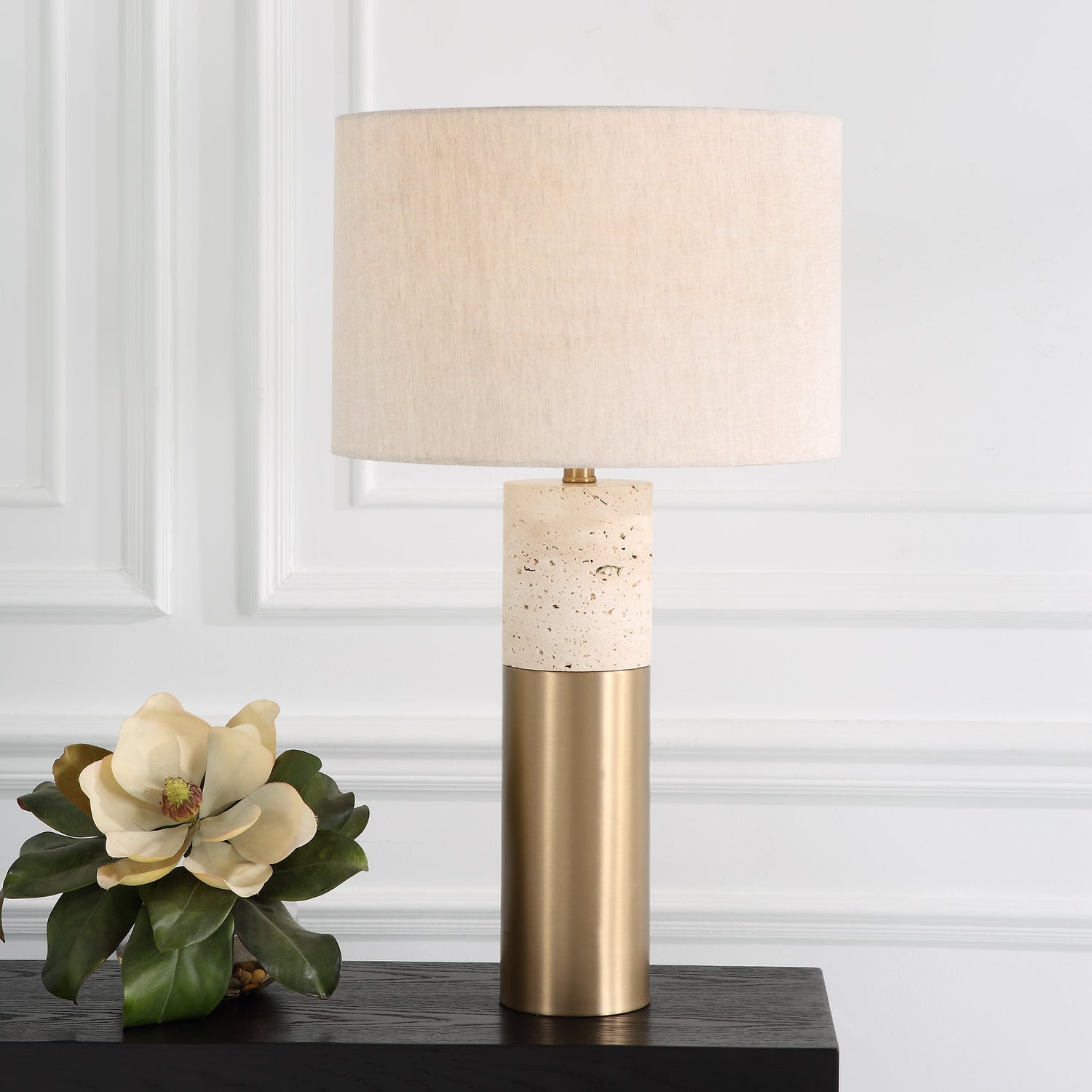 Uttermost Gravitas Elegant Brass & Stone Lamp - Home Elegance USA