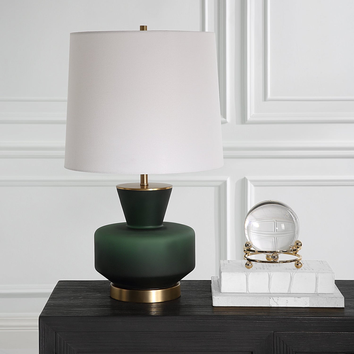 Uttermost Trentino Dark Emerald Green Table Lamp - Home Elegance USA