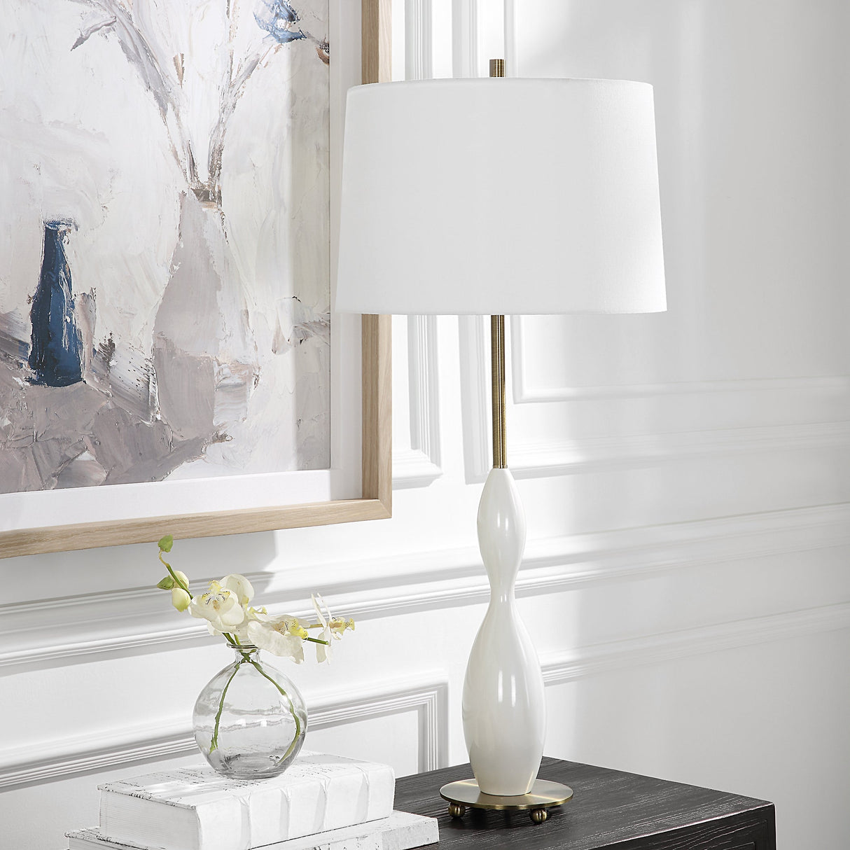 Annora Glossy White Table Lamp | Uttermost | Home Elegance USA