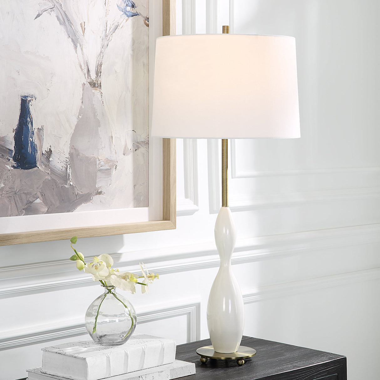 Annora Glossy White Table Lamp | Uttermost | Home Elegance USA