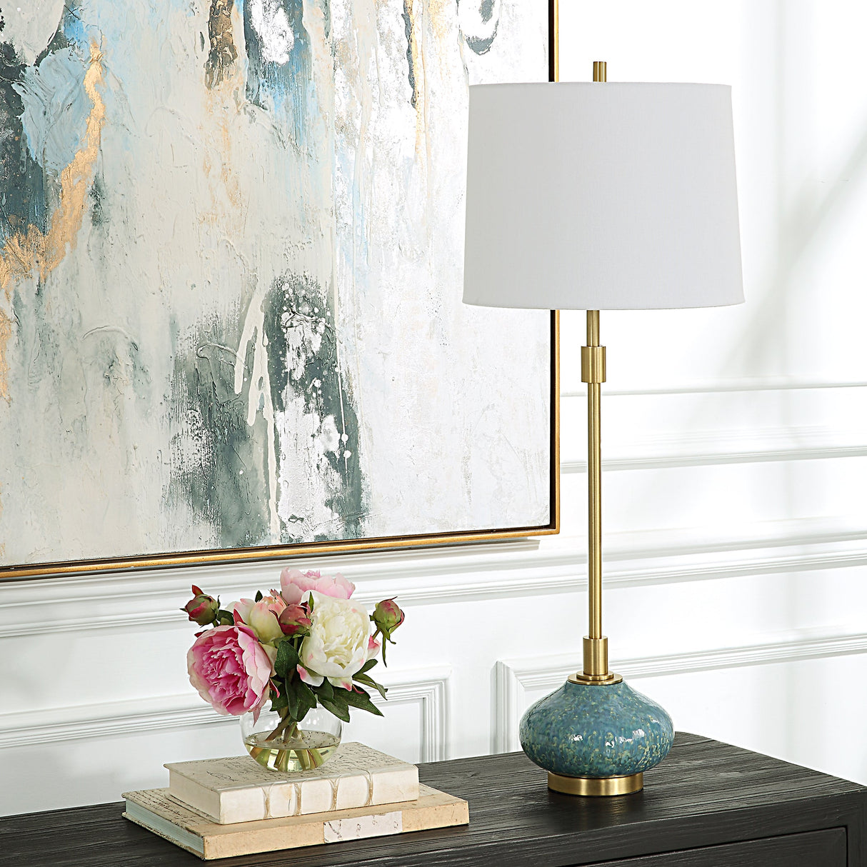 Uttermost Kaimana Aged Blue Buffet Lamp - Home Elegance USA