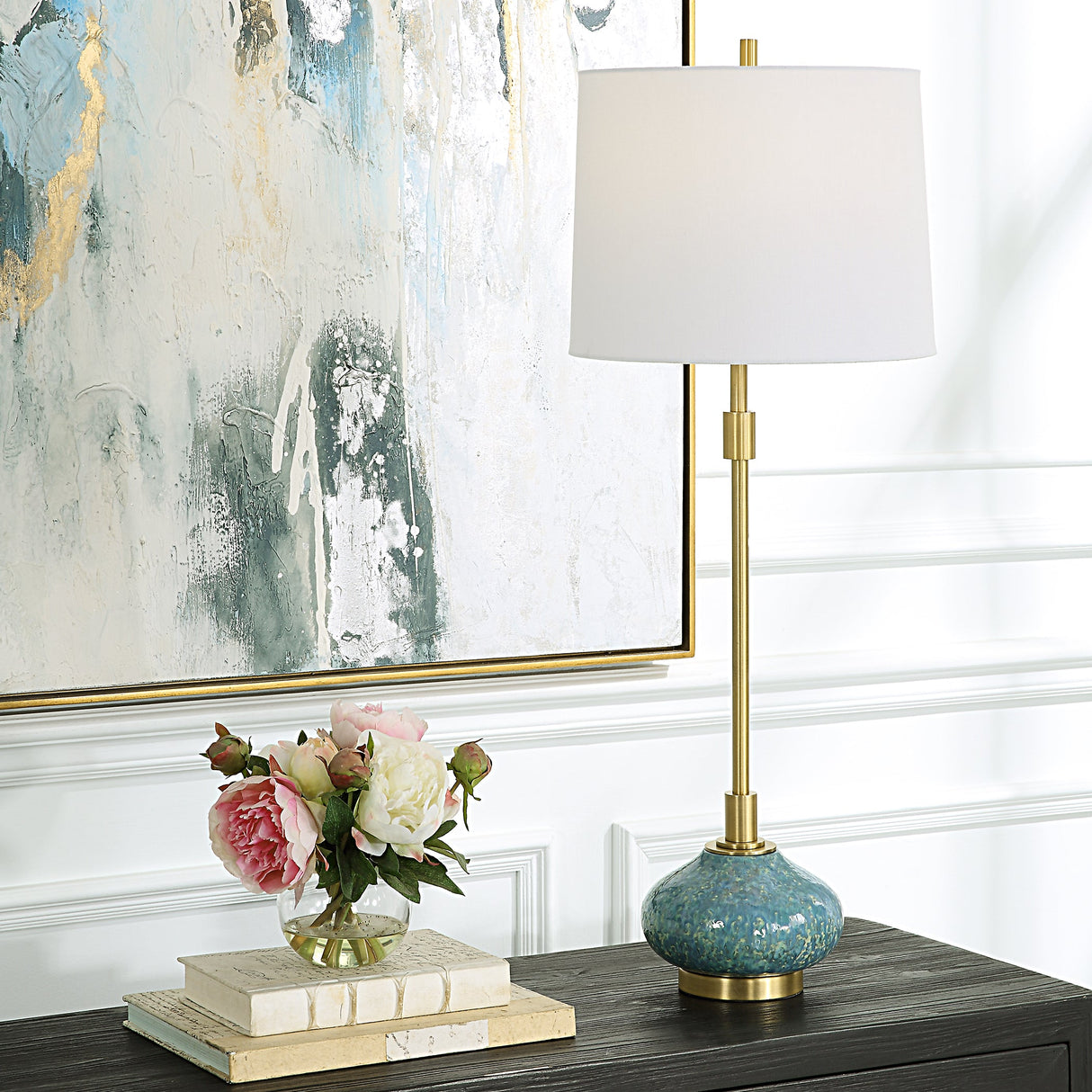 Uttermost Kaimana Aged Blue Buffet Lamp - Home Elegance USA
