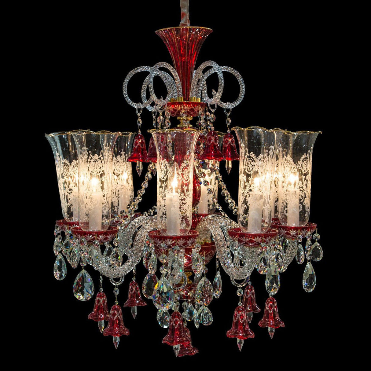 Michael Amini Lighting Winter Palace 8 Light Chandelier Red - Home Elegance USA