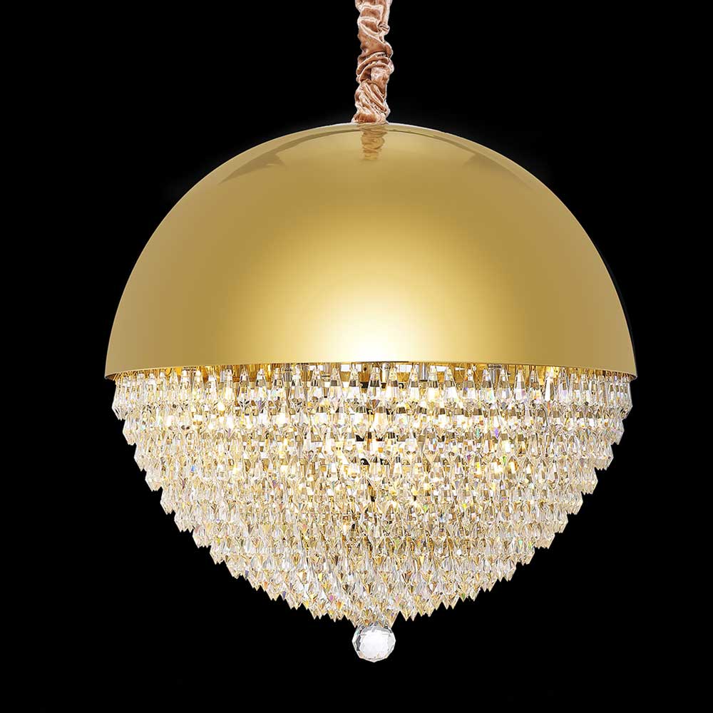 Aico Furniture - Eclipse Led Light Chandelier W/Gold Dome - Lt-Ch985G-12Clr