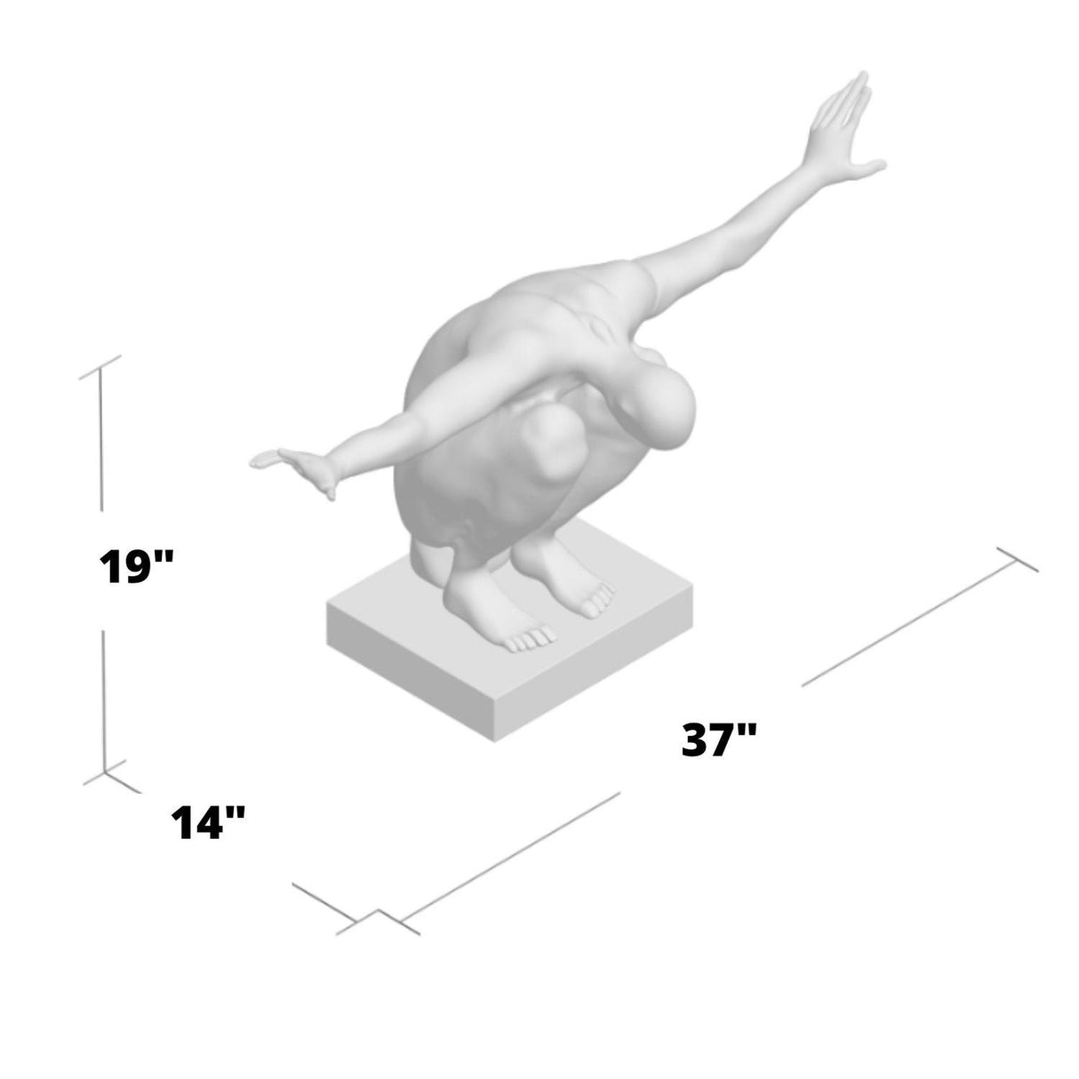 Large Saluting Man Resin Sculpture 37" Wide x 19" Tall // Gold Plated - Home Elegance USA