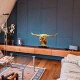 Large Saluting Man Resin Sculpture 37" Wide x 19" Tall // Gold Plated - Home Elegance USA