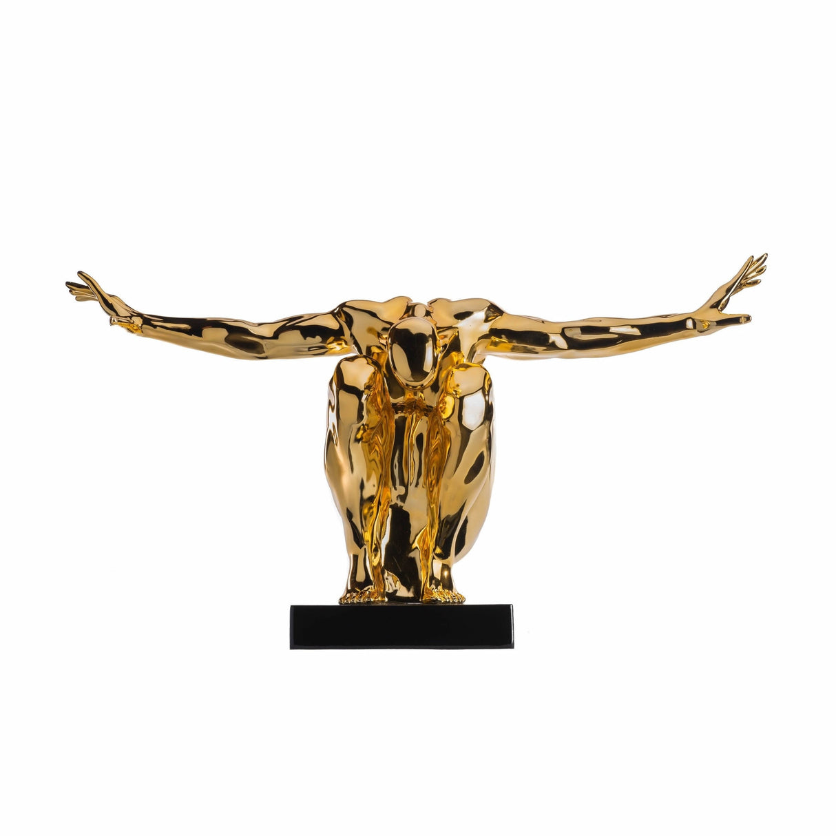 Large Saluting Man Resin Sculpture 37" Wide x 19" Tall // Gold Plated - Home Elegance USA