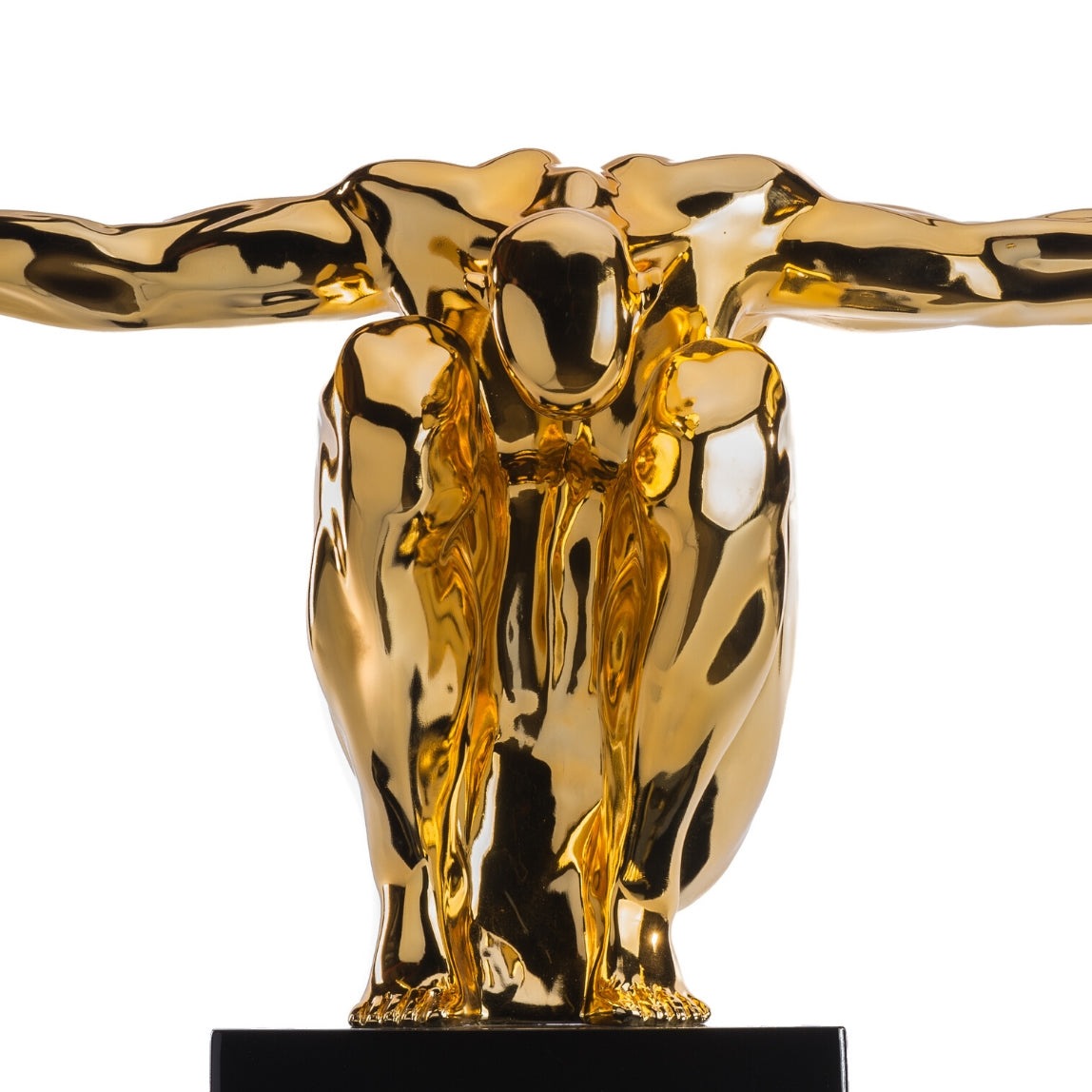 Large Saluting Man Resin Sculpture 37" Wide x 19" Tall // Gold Plated - Home Elegance USA