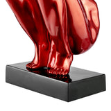 Large Saluting Man Resin Sculpture 37" Wide x 19" Tall // Metallic Red - Home Elegance USA