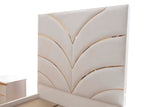 Laura Gold Detailed Queen / King Size Upholstery Bed made with Wood in White - Home Elegance USA