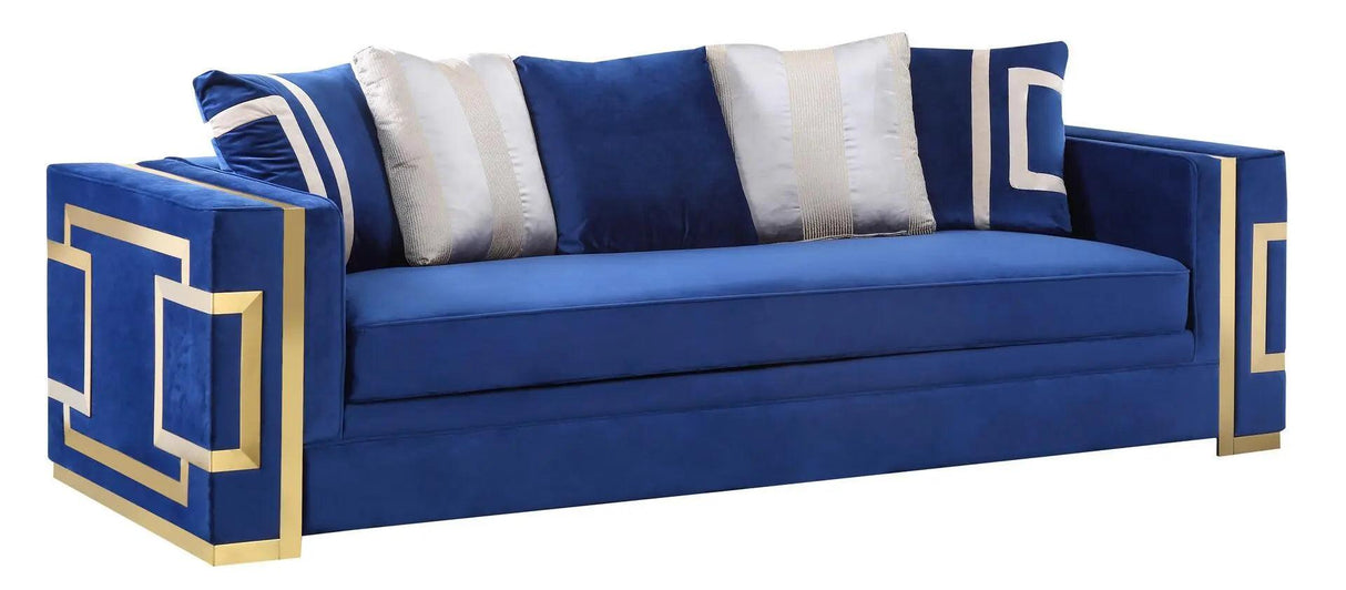 Lawrence Transitional Sofa and Loveseat in Navy Fabric by Cosmos Furniture Cosmos Furniture