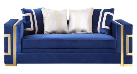 Lawrence Transitional Sofa and Loveseat in Navy Fabric by Cosmos Furniture Cosmos Furniture