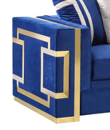 Lawrence Transitional Sofa and Loveseat in Navy Fabric by Cosmos Furniture Cosmos Furniture