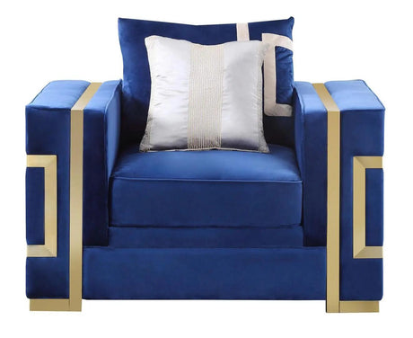 Lawrence Transitional Sofa and Loveseat in Navy Fabric by Cosmos Furniture Cosmos Furniture