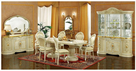 Leonardo Classic Rectangular Dining Room Set Glossy Ivory Finish | ESF