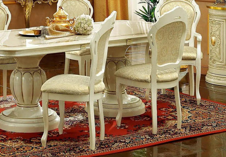 Leonardo Classic Rectangular Dining Room Set Glossy Ivory Finish | ESF