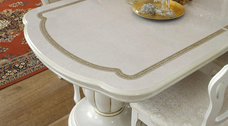 Leonardo Classic Rectangular Dining Room Set Glossy Ivory Finish | ESF