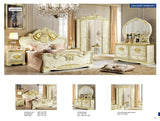 Leonardo Classic Royalty Bedroom Set In High Gloss Ivory W/ Gold Accents Finish By Esf Furniture - ESF Furniture