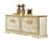 Leonardo Classic Royalty Bedroom Set In High Gloss Ivory W/ Gold Accents Finish By Esf Furniture - ESF Furniture