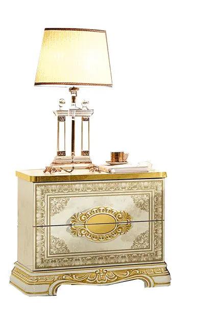 Leonardo Classic Royalty Bedroom Set In High Gloss Ivory W/ Gold Accents Finish | ESF