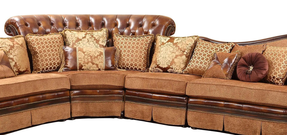 Linda Traditional Sectional in Cherry Wood Finish by Cosmos Furniture Cosmos Furniture