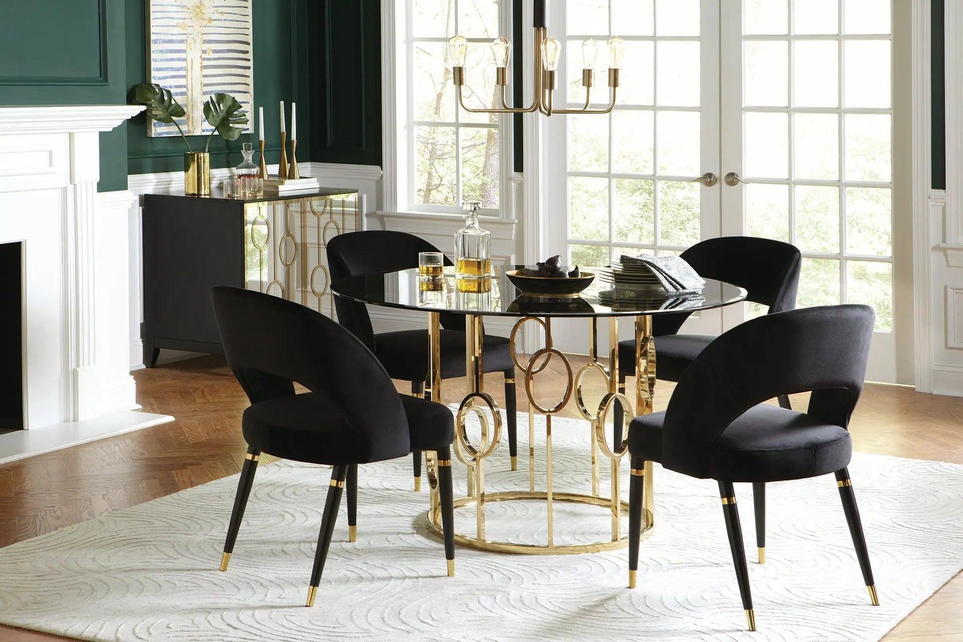 Lindsey 5 Piece Round Glass Top Dining Set by Coaster Furniture