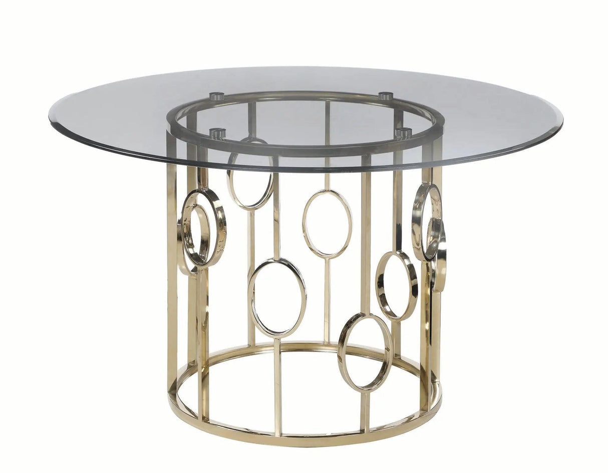 Lindsey 5-Piece Round Glass Top Dining Set by Coaster Furniture - Black and Gold Coaster Furniture
