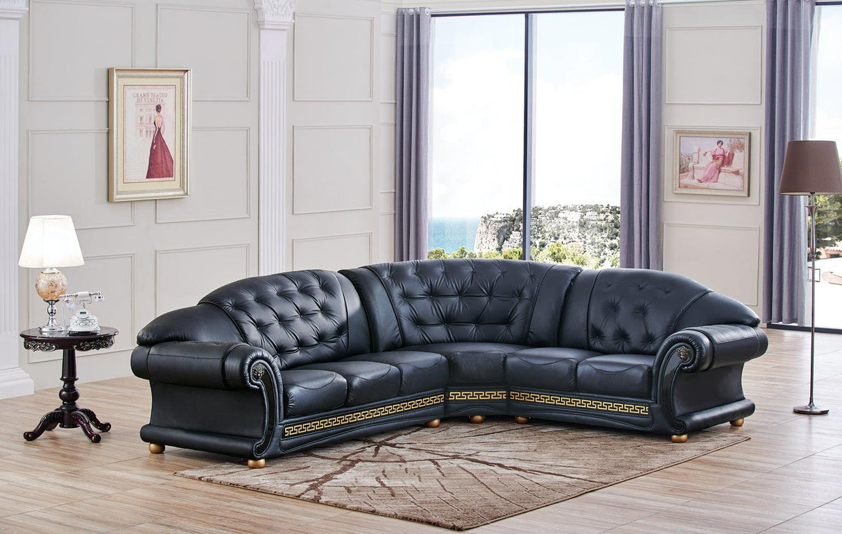 Esf Furniture - Apolo Sectional Left Facing Black - Apolosectleftblack