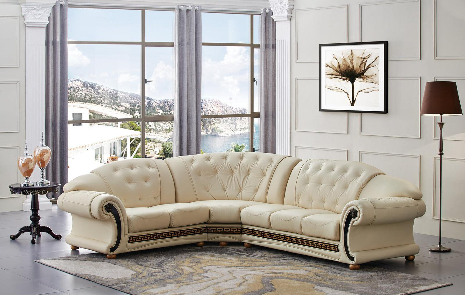 Apolo Sectional Left Facing Ivory - Apolosectleftivory | ESF | Home Elegance USA