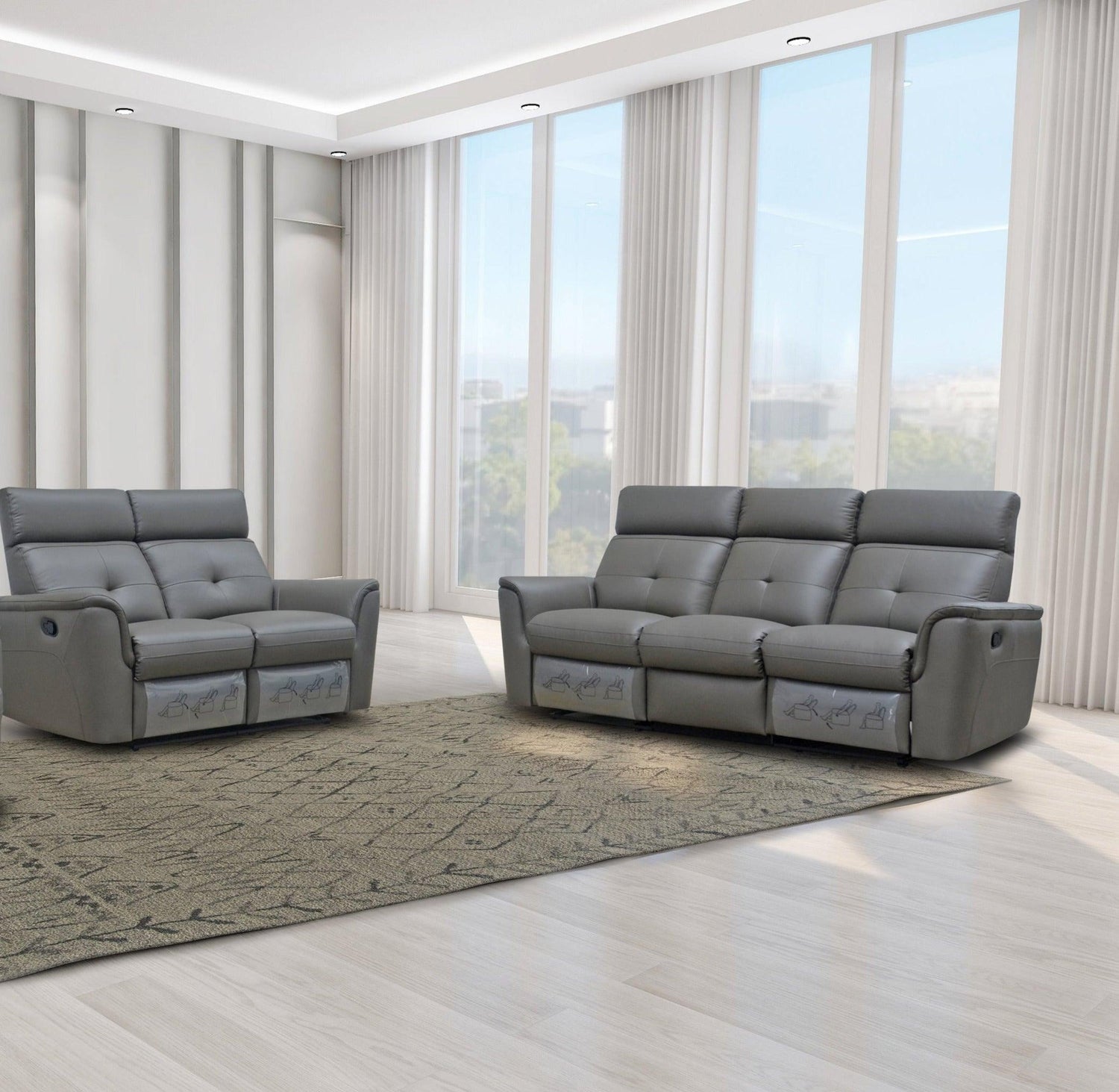 8501 2 Piece Recliner Sofa Set In Dark Grey - 8501Darkgrey - Sl | ESF | Home Elegance USA