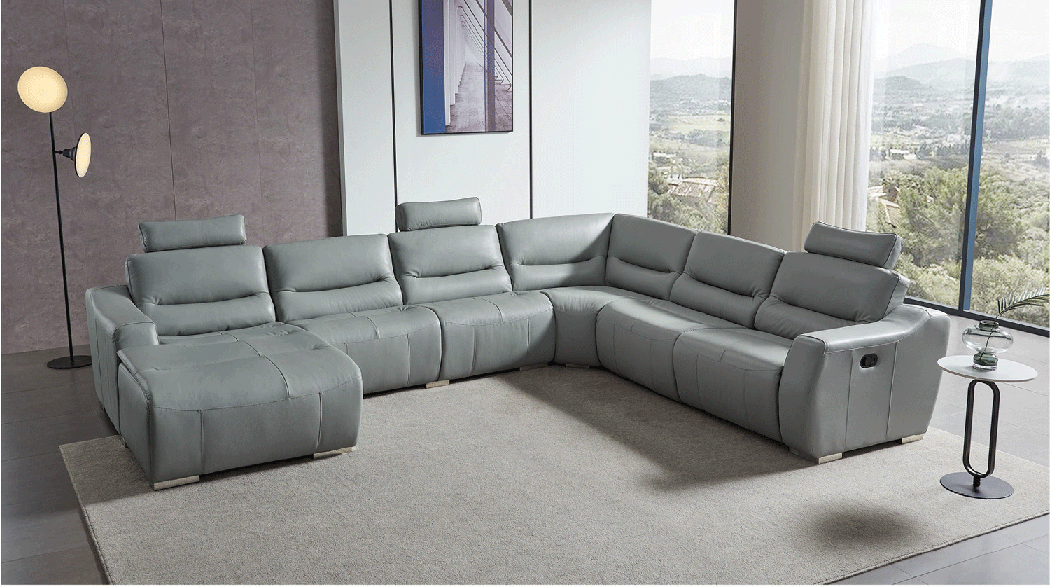 2144 Sectional Right W/Recliner In Light Grey - 2144Sectionalgrey | ESF | Home Elegance USA