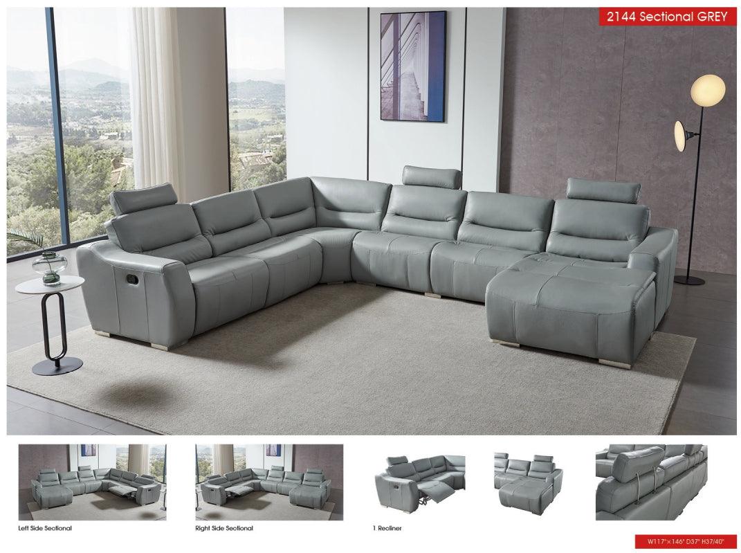 2144 Sectional Right W/Recliner In Light Grey - 2144Sectionalgrey | ESF | Home Elegance USA
