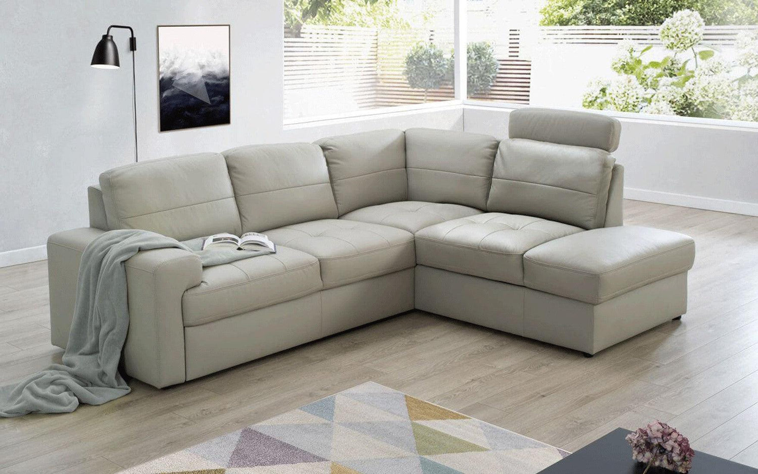 Esf Furniture - Ella Right Sectional W/Bed In Taupe - Ellasectional