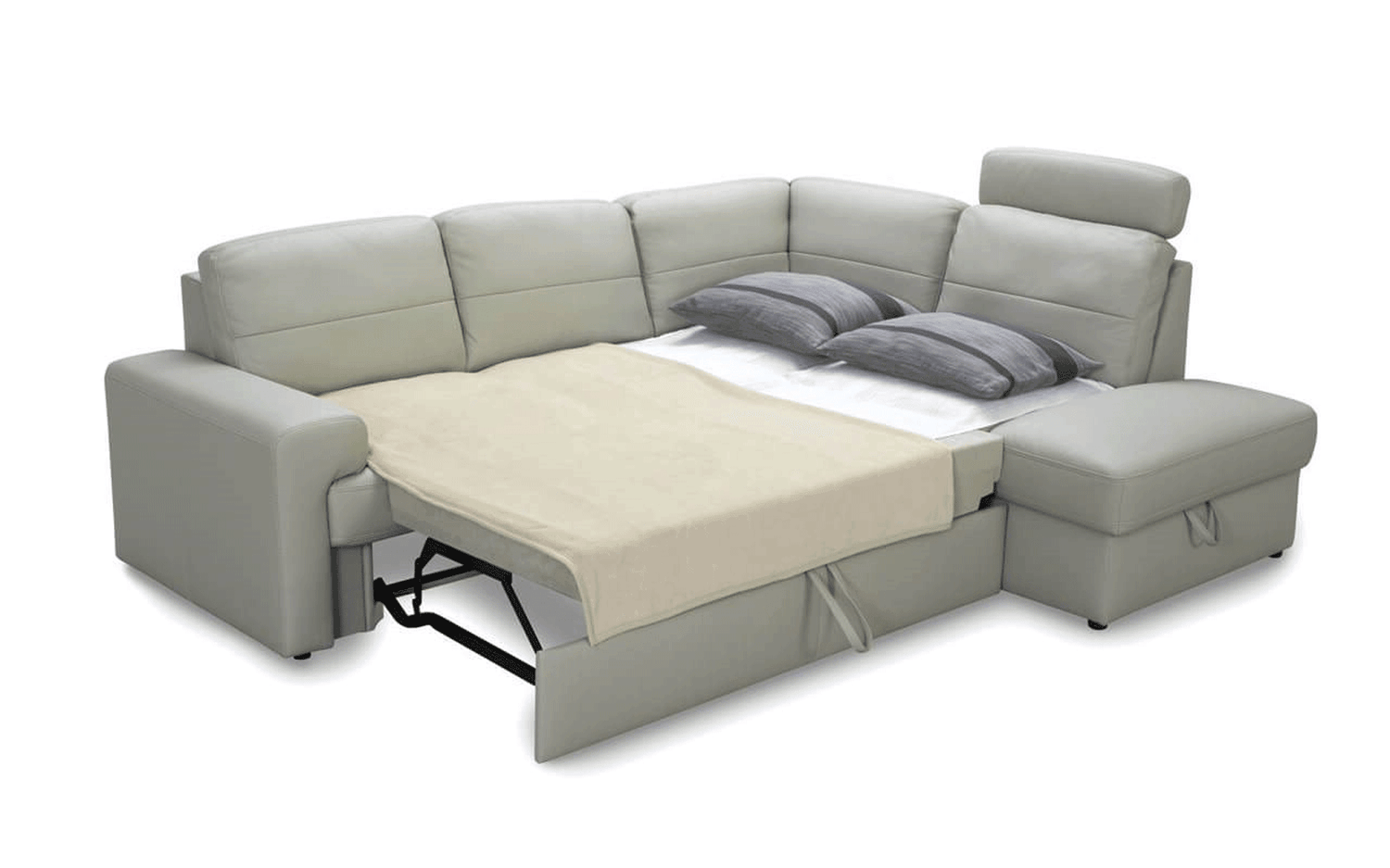 Esf Furniture - Ella Right Sectional W/Bed In Taupe - Ellasectional