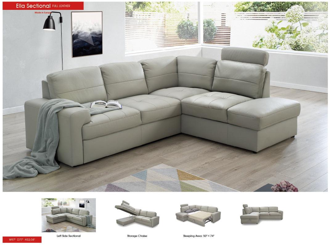 Esf Furniture - Ella Right Sectional W/Bed In Taupe - Ellasectional