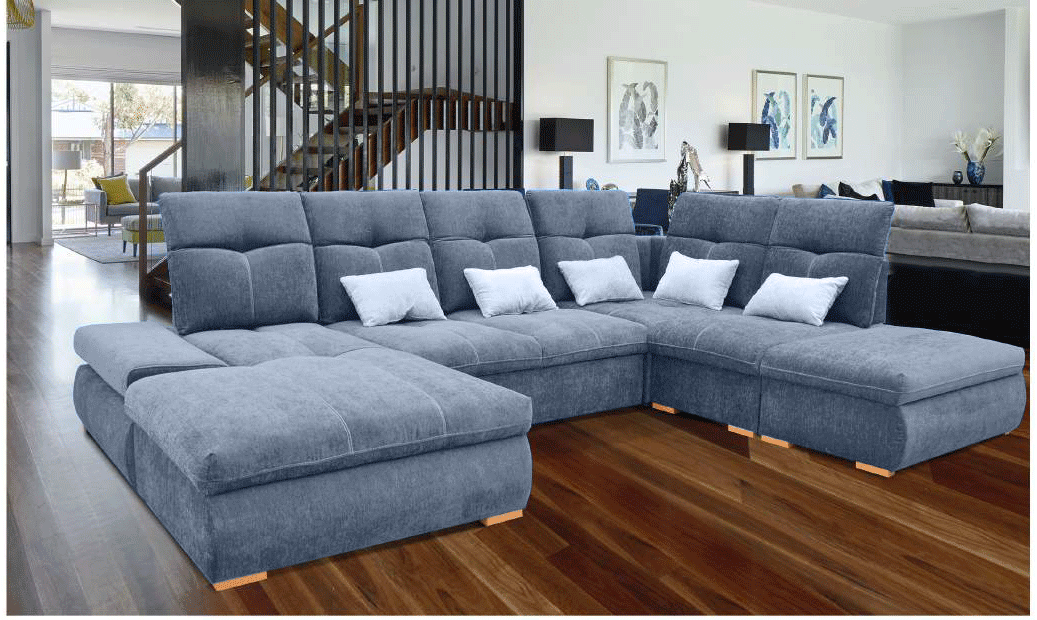 Esf Furniture - Opera Right Sectional In Dark Blue - Operasectionalright