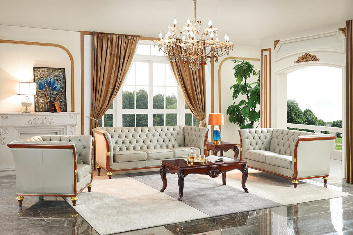 401 3 Piece Leather Sofa Set In Grey - 401Slc | ESF | Home Elegance USA