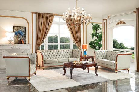 401 3 Piece Leather Sofa Set In Grey - 401Slc | ESF | Home Elegance USA