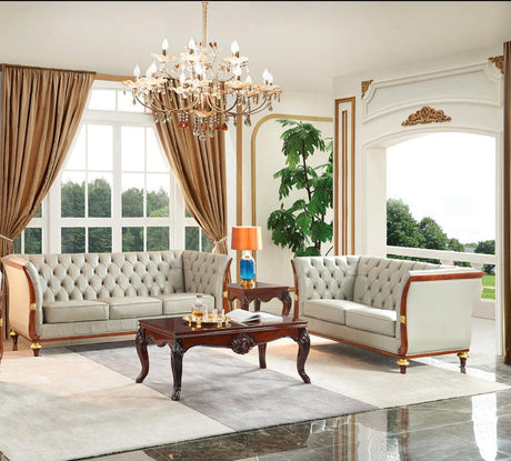 401 2 Piece Leather Sofa Set In Grey - 401Sl | ESF | Home Elegance USA
