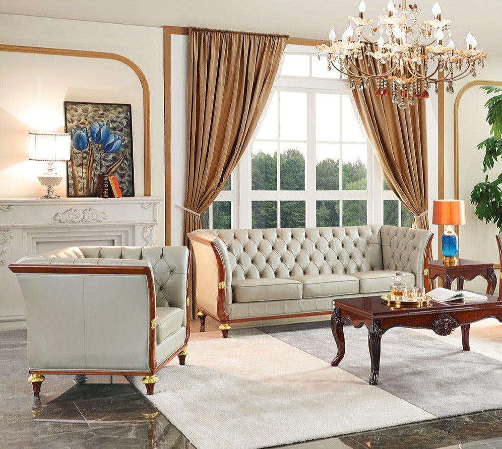 401 2 Piece Leather Sofa Set In Grey - 401Sc | ESF | Home Elegance USA