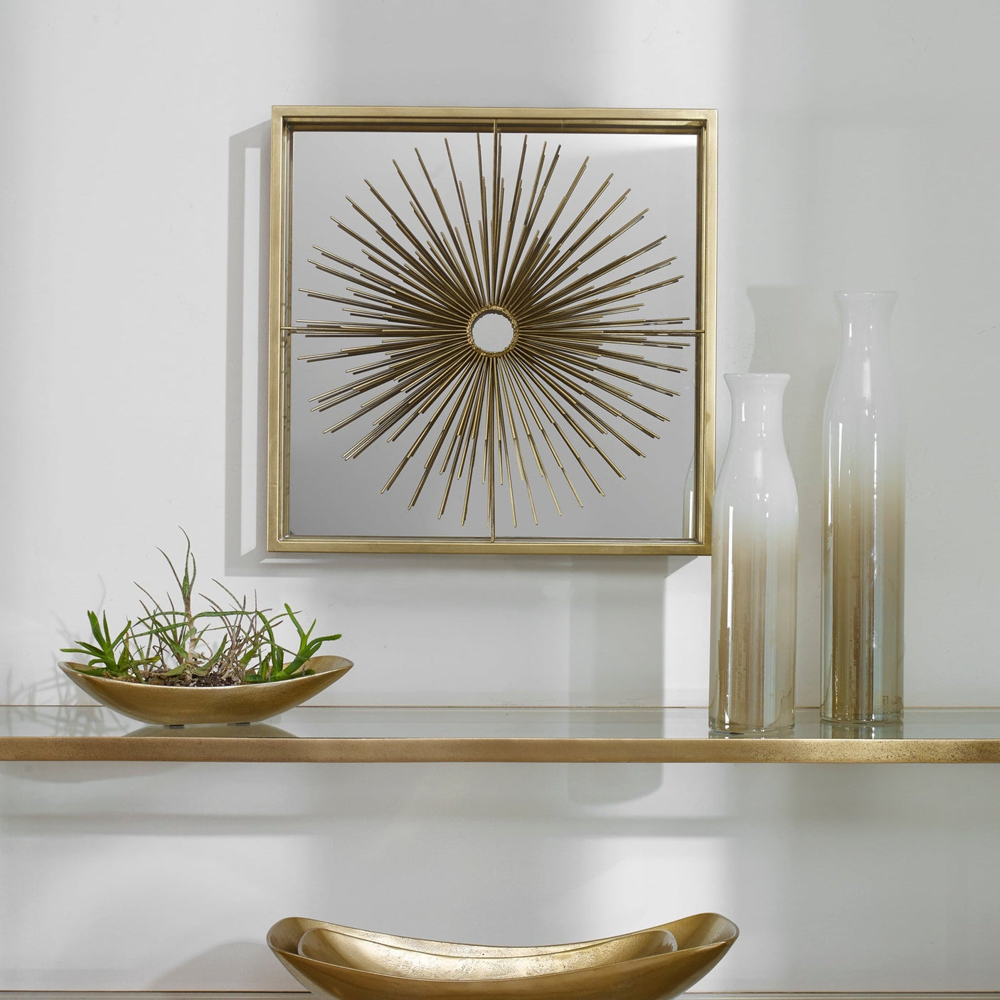 Uttermost Starlight Mirrored Brass Wall Decor - Home Elegance USA