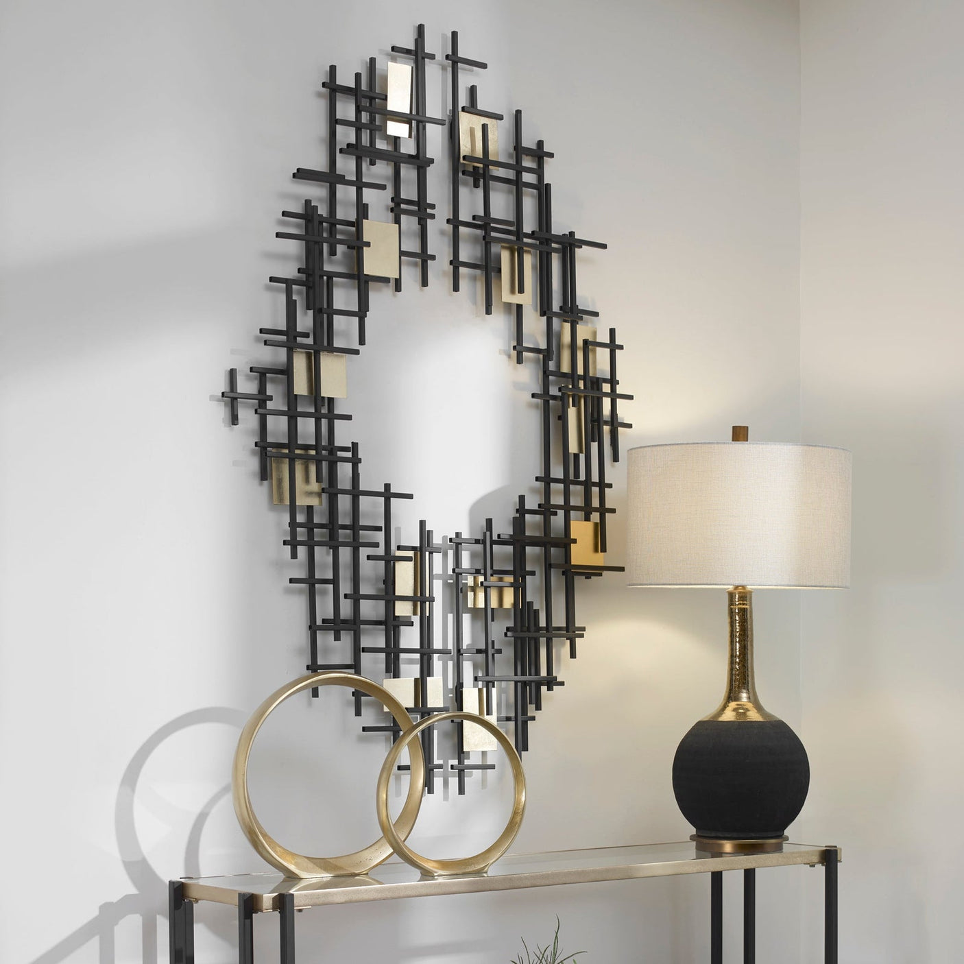 Uttermost Reflection Metal Grid Wall Decor - Set Of 2 - Home Elegance USA