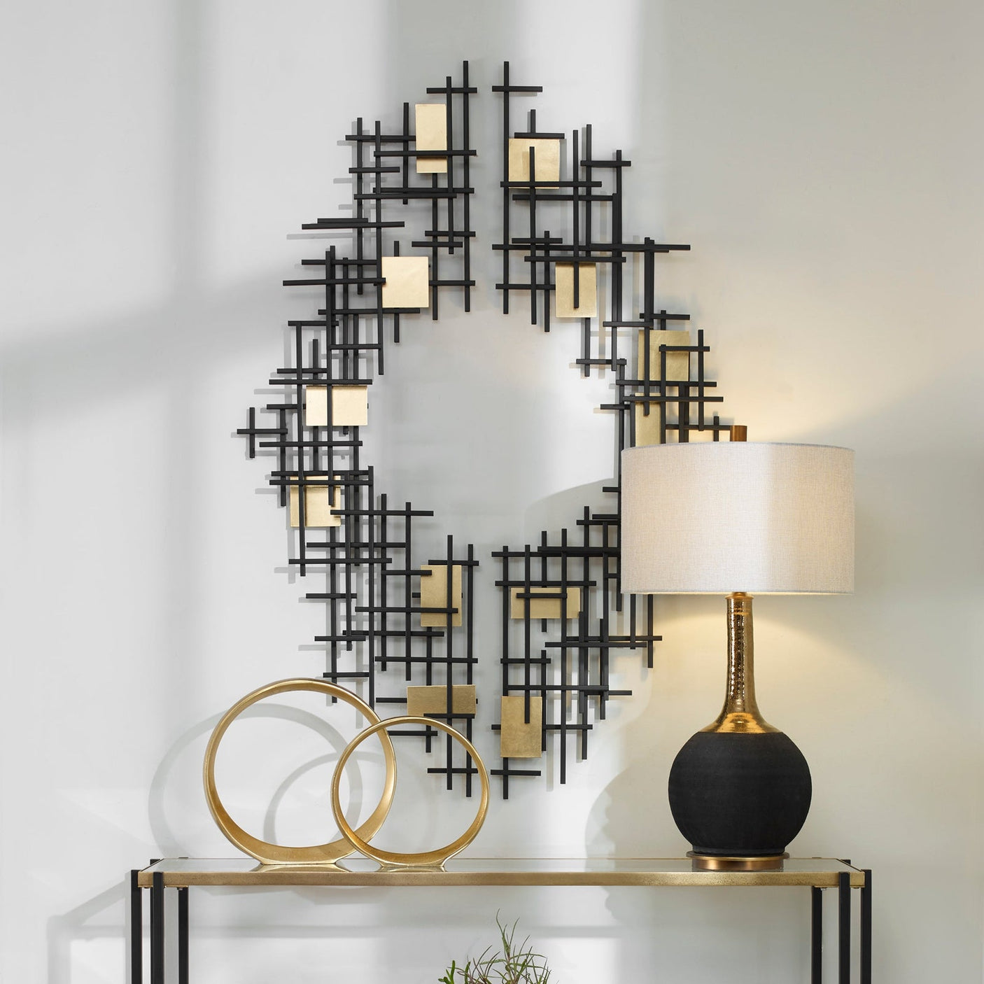 Uttermost Reflection Metal Grid Wall Decor - Set Of 2 - Home Elegance USA