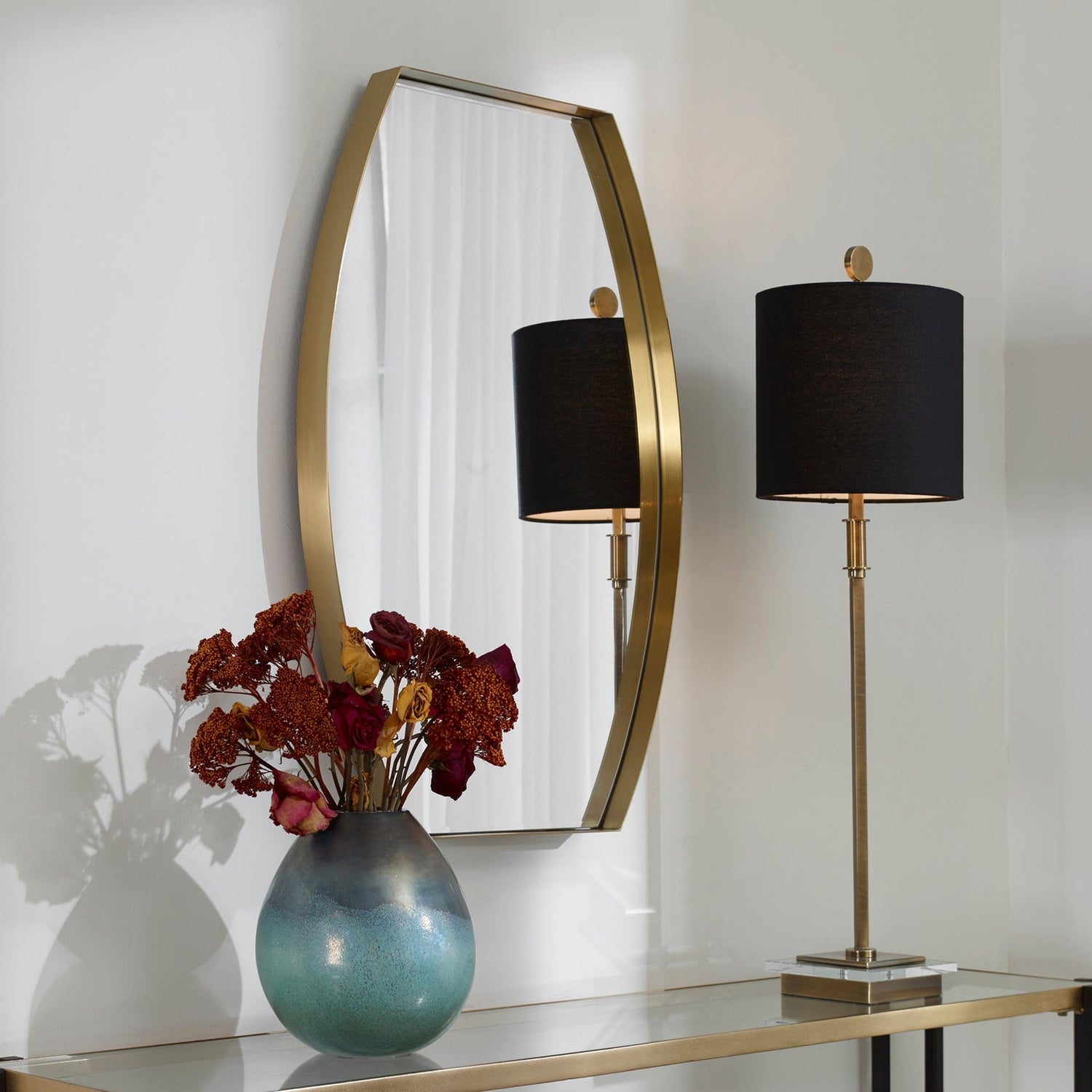 Uttermost Portal Modern Brass Mirror - Home Elegance USA