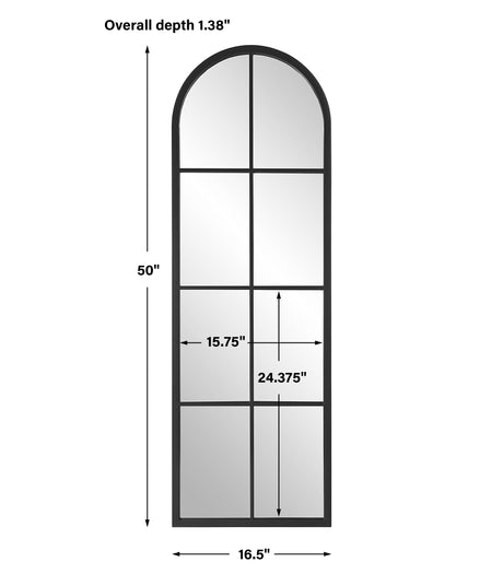 Uttermost Amiel Black Arch Window Mirror - Home Elegance USA